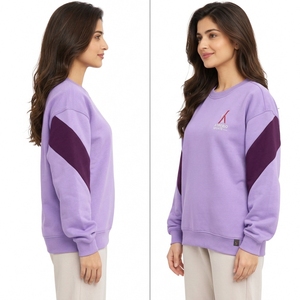 Sweat-shirt tendance pour femme, style vintage délavé, en mélange de coton, avec ourlet et poignets côtelés, coupe décontractée, streetwear, OEM, vente en gros - Product Image 3