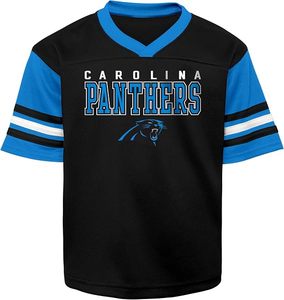 Camiseta de Fútbol Americano Juvenil de los Carolina Panthers, Negra, Azul y Blanca con Rayas, Ropa Deportiva de Poliéster Resistente - Product Image 1