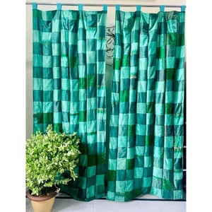 Indien fait à la main bohème Vintage rideaux coton soie Sari Patchwork Hippie Style pour ferme maison fenêtre décorations de mariage - Product Image 1