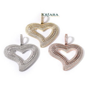 Pendentif en diamant de laboratoire taille cœur, argent 925, or massif 18 carats, charme romantique unisexe pour tous les jours - Product Image 1