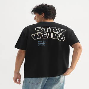 T-shirt oversize de marque tendance pour homme, à épaules dénudées, manches courtes, col rond, coupe ample, effet délavé vieilli, pour l'été - Product Image 3