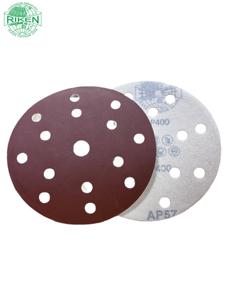 WOLFRIKEN Premium <b>Red</b> Sanding Disc Multiple Hole Customized Grit P40-P2000 Hook and Loop Abrasive <b>Paper</b> for Auto Body Wood - Product Image 2