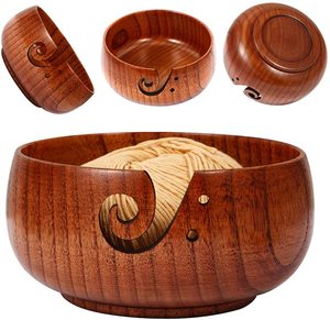 Premium Handmade Rosewood Yarn Bowl Custom Logo Wooden Knitting Bowl Storage Organizer for Crochet <b>Sewing</b> Craft Wood Yarn Bowl - Product Image 3