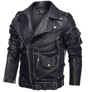 Chaqueta de Cuero con Tachuelas para Hombre, Estilo Motero, Prenda Exterior de Moda, Logotipo Personalizado, Venta al Por Mayor, Marca Privada - Product Image 1