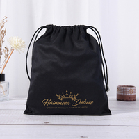 Sacs de rangement en satin personnalisés pour extensions capillaires et accessoires de perruques, avec fermeture à ruban, pour emballage de mèches et sac cadeau