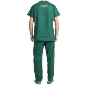 Tenues médicales unisexes HUSKY SPORTSWEAR de qualité supérieure, en tissu tissé Spandex/Polyester, hauts médicaux à manches courtes et col en V pour hôpital - Product Image 3