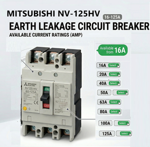 Interruptor Diferencial de Calidad Mitsubishi NV-125HV 3P 125AF Elcb - Product Image 2
