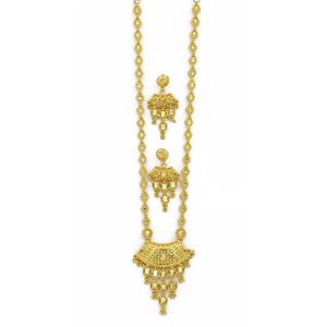 Wholesale 14K 18K 24K Micro Gold Fashion Brass Women's Indian Wedding Traditional Flower Design Jewelry Set Necklace Earrings - Product Image 3