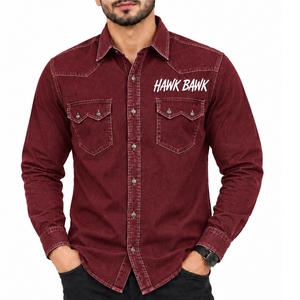 Camisa de Mezclilla para Hombre, Manga Larga, Casual, con Botones y Bolsillos en el Pecho, Ajuste Cómodo, Estilo Práctico, para Uso Diario - Product Image 1