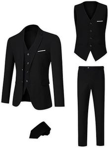 Ensemble 3 pièces pour homme en laine peignée, coupe ajustée, anti-plis, pour tenue de cérémonie, d'affaires ou de mariage - Product Image 2