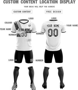 Uniforme de Fútbol Personalizable con Impresión por Transferencia de Calor, Resistente al Viento, Blanco y Negro, Manga Corta, Unisex, Adulto, Secado Rápido, Poliéster - Product Image 4