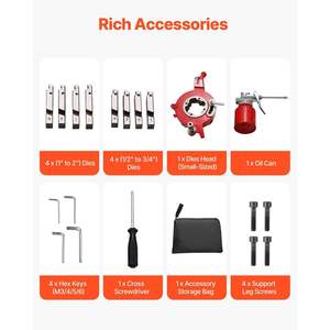 Machine à enfiler les tuyaux électriques 900W Outil de coupe à filetage à 2 vitesses pour tuyaux de 1/2 à 4 pouces Pédale actionnée pour la plomberie - Product Image 6