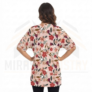 เสื้อคลุมกันน้ำลายดอกไม้แบบยูนิเซ็กซ์ มีซิปด้านหน้า แขนสั้น สวมใส่สบาย เหมาะสำหรับงานต่างๆ เช่น ช่างตัดผม - Product Image 2
