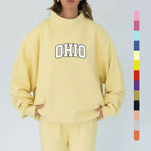 Sudadera profesional personalizada de algodón suave con cuello simulado, estilo oversize para mujer - Product Image 1