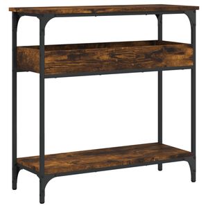 Consolle in metallo di medie dimensioni con legno ingegnerizzato in rovere fumé dal design unico - Product Image 2