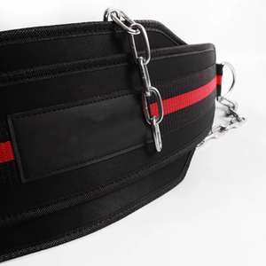 Cinturón de Neopreno con Soporte Lumbar Reforzado y Cierre de Hebilla para Dips con Peso y Calistenia, Negro/Rojo, Cinturones de Levantamiento de Pesas - Geo Brother Co - Product Image 3