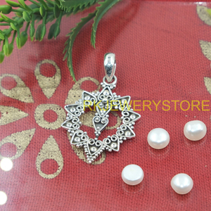 จี้เงินแท้ 925 ลายฉลุโบราณ งานแฮนด์เมด ลายดอกไม้แบบชนเผ่า แมนดาลา เครื่องประดับสำหรับทุกเพศ เป็นของขวัญสำหรับเธอ - Product Image 3