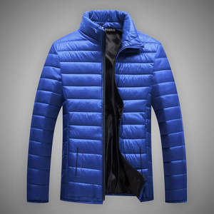 Chaqueta Acolchada Azul para Hombre PORTACE ENTERPRISES, Cuello Alto, Cierre de Cremallera, Resistente al Viento, Transpirable, Informal, para Invierno, Corte Ajustado, Forro Polar - Product Image 1