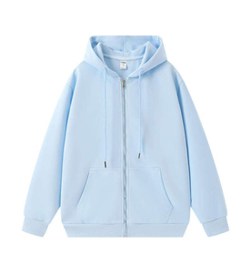 Sweat-shirt tricoté décontracté uni zippé en molleton bouclette 100 % coton anti-boulochage pour l'automne - Product Image 1