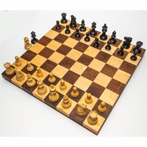 Jeu d'échecs professionnel en bois de 15 pouces de qualité supérieure, jeu de société pour adultes, échecs de tournoi, pièces en bois massif de buis et de noyer de haute qualité - Product Image 1