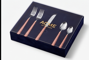 ชุดช้อนส้อม ACME สองสี ด้ามจับสีโรสโกลด์ หัวสีเงิน ดีไซน์ทันสมัย ใช้กับเครื่องล้างจานได้ เหมาะสำหรับงานแต่งงานและโรงแรม - Product Image 4