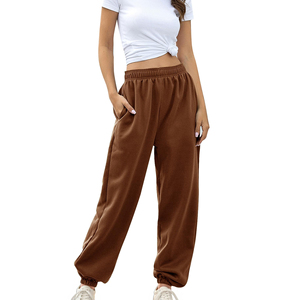 Pantalon de jogging en molleton de coton pour femme, taille mi-haute, chaud et décontracté, idéal pour la gym, vente en gros - Product Image 5