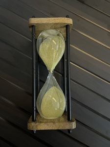 Sablier nautique en laiton Antique 7 '', support d'horloge de sable, sablier en bois, décoration pour l'école et le bureau - Product Image 2