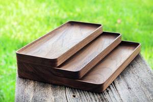 Ensemble de plateaux de service rectangulaires en bois, design minimaliste, plateau décoratif en bois artisanal, plateau de service - Product Image 6