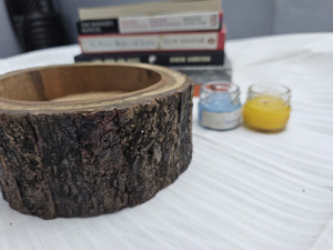 Cuenco de Madera Natural Hecho a Mano para Velas |   Recipiente Decorativo Rústico para el Hogar para Halloween y Acción de Gracias - Product Image 6