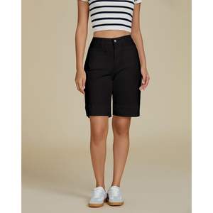 2025 femmes taille haute Vintage été Denim Shorts à la mode poche plaquée longue extensible décontracté 'Jorts' - Product Image 2