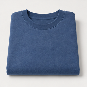 Sudadera Personalizada para Hombre, Estilo Holgado, Cuello Redondo, Color Azul Denim, Felpa de Algodón Lavado, Modelo MCRW-0041 - Product Image 5