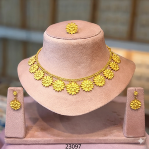 Elegant MOLL JEWELLERS Silver 22k Gold Plated Zircon Floral Chokers Necklace Set Trendy Matching Drop Earrings Women Wedding - Product Image 4