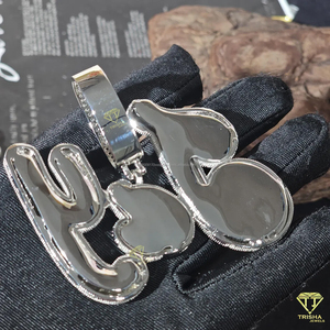 Iced Out " BG " <b>Initial</b> <b>Pendant</b> Necklace <b>Silver</b> Lab Grown Diamond Cuban Link Hip Hop Jewelry Gift For Him - Product Image 2