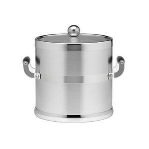 Cubo de hielo de acero inoxidable de alta calidad para pared, contenedor de hielo metálico con tapa y asas laterales para el hogar, bar, fiestas, cócteles y vino. - Product Image 1