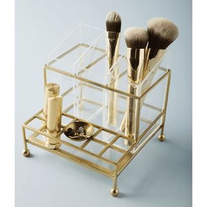 Stylish Metal And Glass Makeup Organizer <b>Case</b> For Lipstick Foundation Skincare And Beauty Accessories Storage - Product Image 2