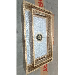 Tayyab artisanat en gros plateau en bois de manguier avec imprimé floral de qualité supérieure ensemble de service de table élégant - Product Image 4