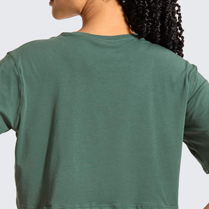 Top Corto de Yoga para Mujer, Elegante y Holgado, Tejido de Algodón Elástico y Cómodo, Sostenible, Informal, con Logotipo Frontal, Tejido de Punto de Alta Calidad - Product Image 5
