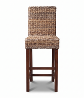 Tabouret de bar moderne en rotin naturel, chaise de comptoir à dossier haut en osier, vente en gros, pour extérieur et intérieur, pieds en bois, tabourets de bistrot et de café