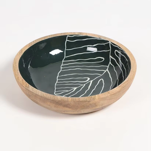 Indian Manufacturer Wood Tableware Salad Bowl Enameled Printed Inside <b>Dinnerware</b> Kitchenware Flatware Decorative Salad Bowl - Product Image 1