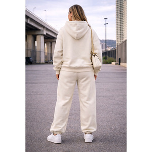 Custom High Quality <b>Cropped</b> <b>Zip</b> <b>up</b> Hoodie and Joggers Set 2 Piece Clothing Pants Set Baggy Tech Fleece Tracksuits for Women - Product Image 4