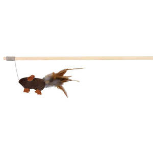 Juguete de Madera de 50 cm para Mascotas, Ratón Interactivo con Plumas, Juguete de Movimiento - Product Image 1