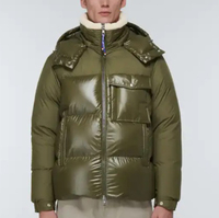Veste matelassée à capuche pour homme RTS, couleur vert olive, avec doublure en fourrure, coupe-vent, en duvet, décontractée, pour l'hiver, coupe régulière, fermeture éclair, CP-MPJ-17