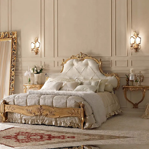 Ensemble de chambre à coucher de luxe en bois d'acajou, taille King, style européen royal, rembourré, pour hôtel, livraison gratuite - Product Image 2