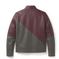 Veste en cuir véritable élégante pour homme, style motard, col montant, plusieurs poches zippées, finition lisse et confortable