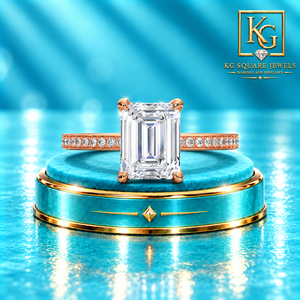 Hermoso Anillo de Compromiso Solitario con Diamante Cultivado en Laboratorio con Corte Esmeralda y Halo Oculto en Oro Rosa de 14 Quilates para Mujer - Product Image 1