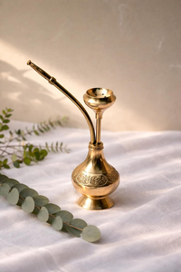 Chicha en laiton avec base décorative gravée, ensemble de fumée traditionnel, style vintage - Product Image 3