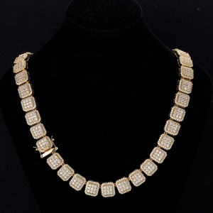 Chaîne cubaine en argent sterling 925 avec diamants moissanite et détails ronds, style hip-hop glacé, pour hommes et femmes - Product Image 1