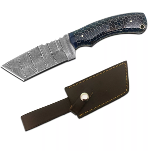 Cuchillo Tanto de Acero de Damasco Hecho a Mano con Funda - Cuchillo de Espiga Completa con Patrón Retorcido y Mango de Resina de Panal - Product Image 3