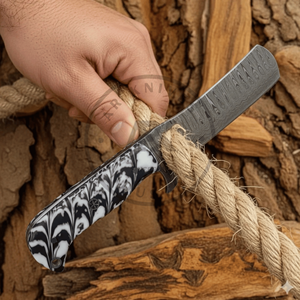 Cuchillo de caza tipo Bull Cutter, cuchillo de vaquero, acero de Damasco, hecho a mano, para exteriores, OEM, personalizable, 2026, 3 años de garantía, mango de madera Pakka - Product Image 4