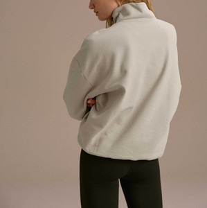 New Arrival Custom <b>Drop</b> Shoulder Pullover Sweatshirts Women's Oversized Half Zip <b>Stand</b> Collar Wholesale High Quality Sweatshirts - Product Image 2